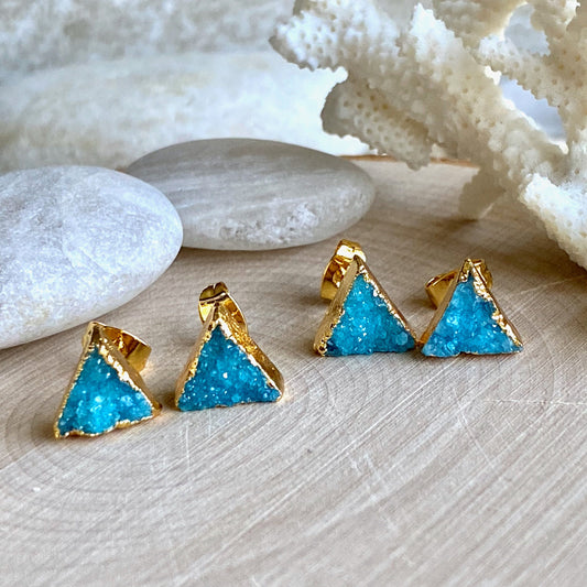 Fiji Teal Druzy Stud Earrings