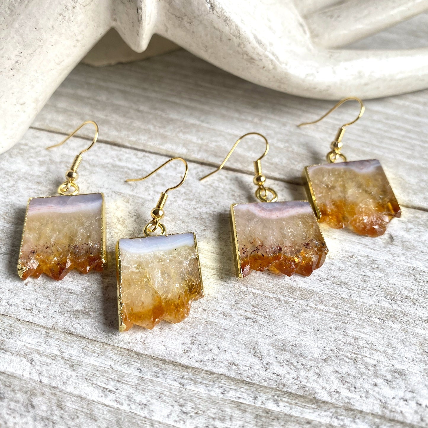 Coba Raw Citrine Dangle Earrings