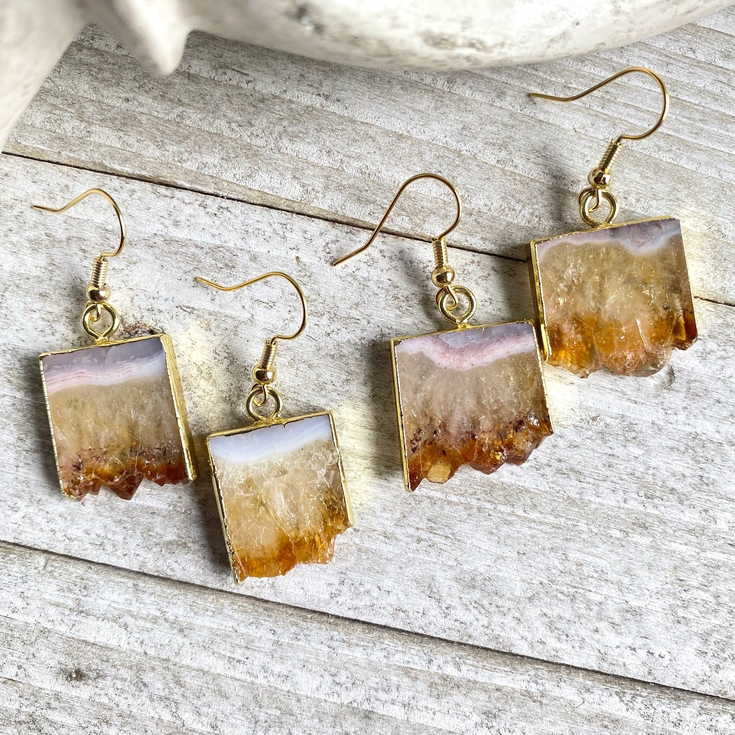 Coba Raw Citrine Dangle Earrings