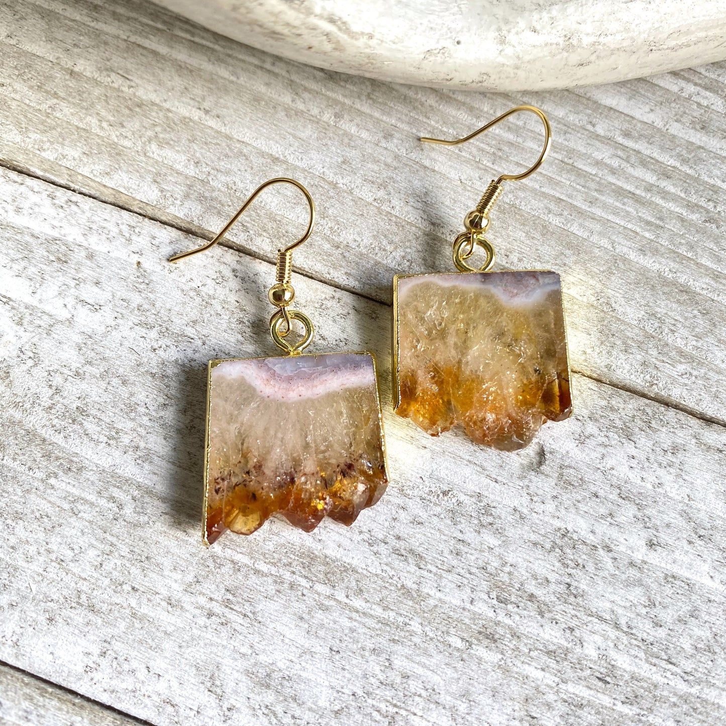 Coba Raw Citrine Dangle Earrings