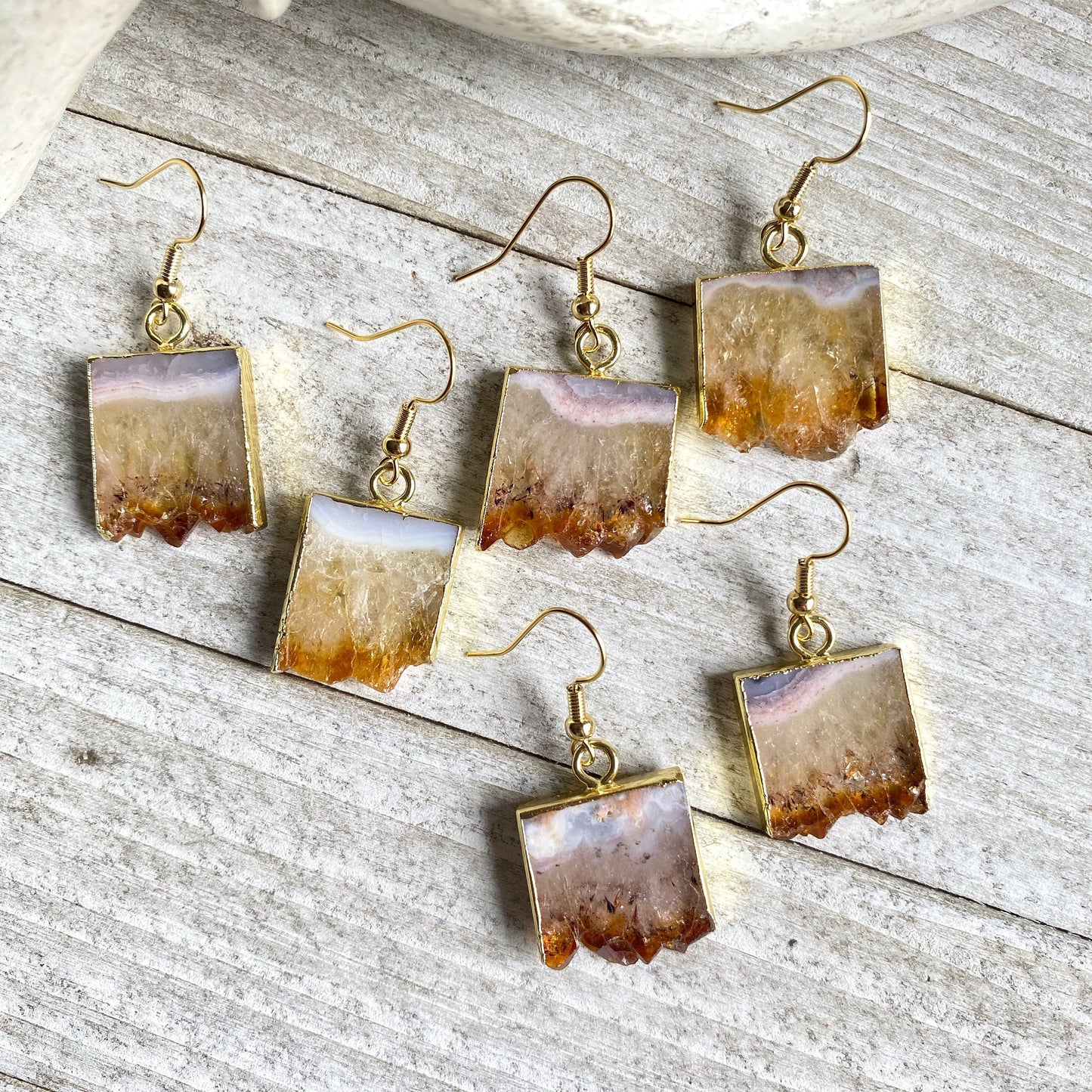 Coba Raw Citrine Dangle Earrings