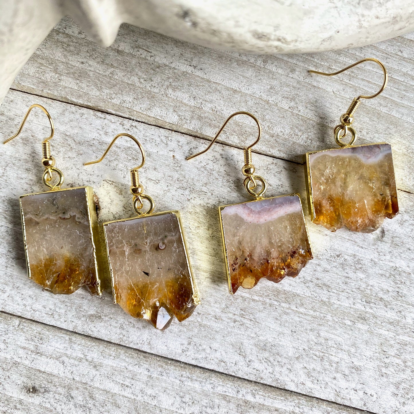 Coba Raw Citrine Dangle Earrings