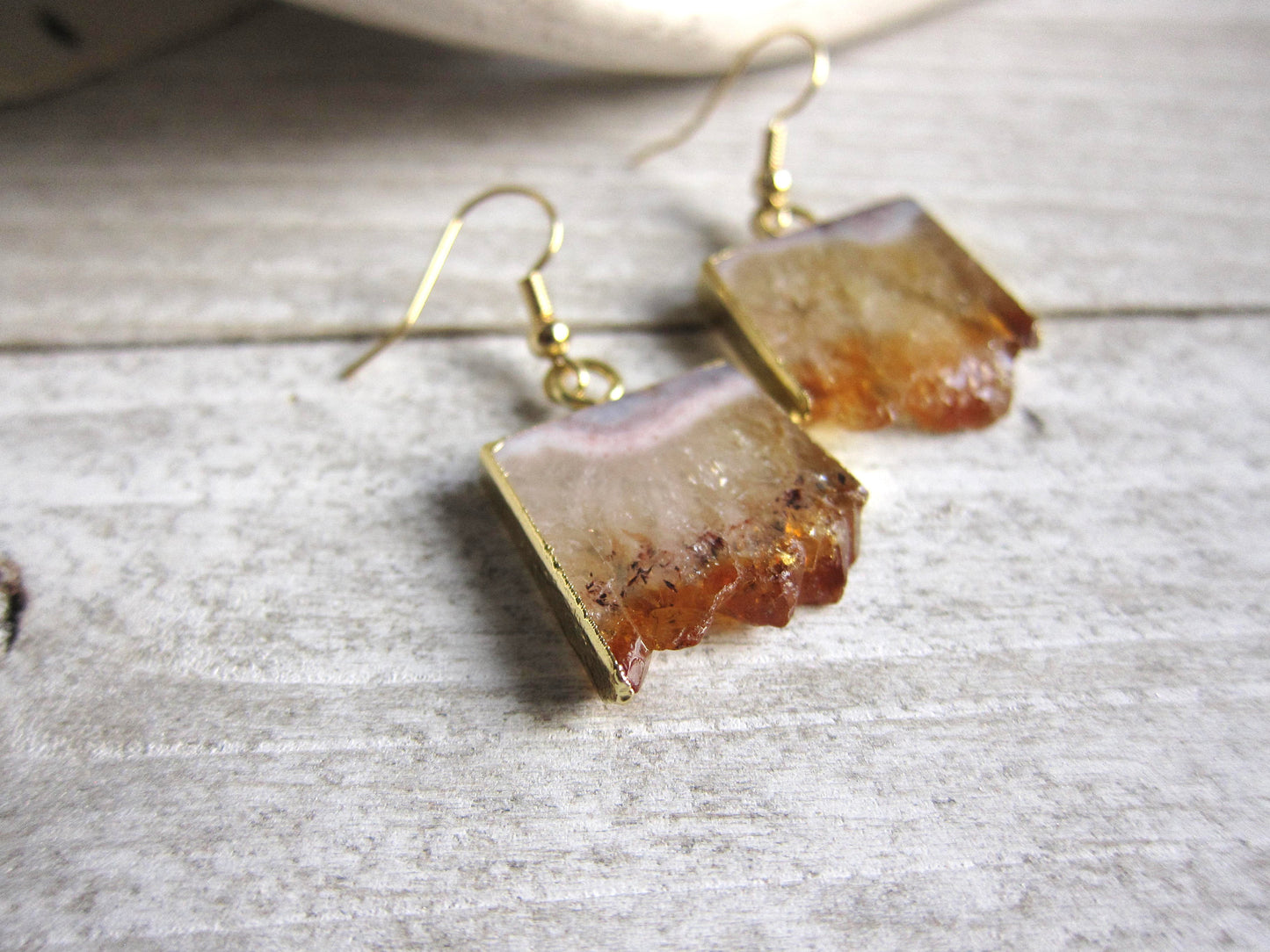 Coba Raw Citrine Dangle Earrings