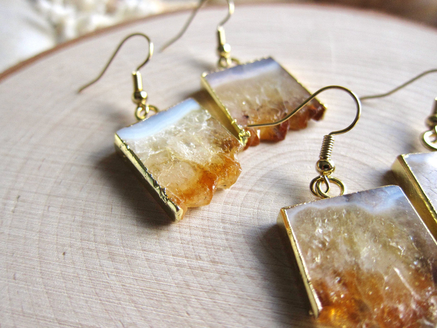 Coba Raw Citrine Dangle Earrings