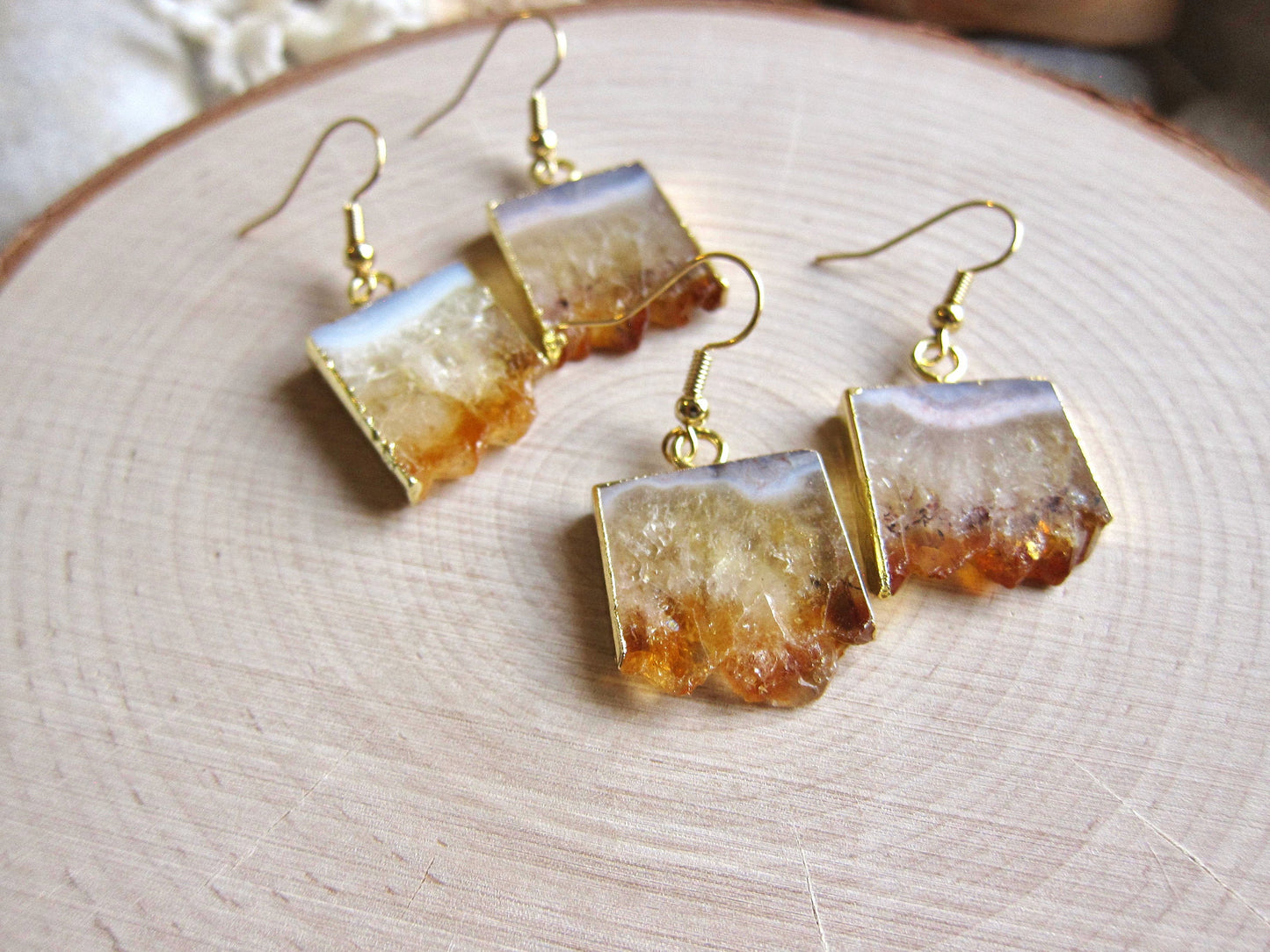 Coba Raw Citrine Dangle Earrings