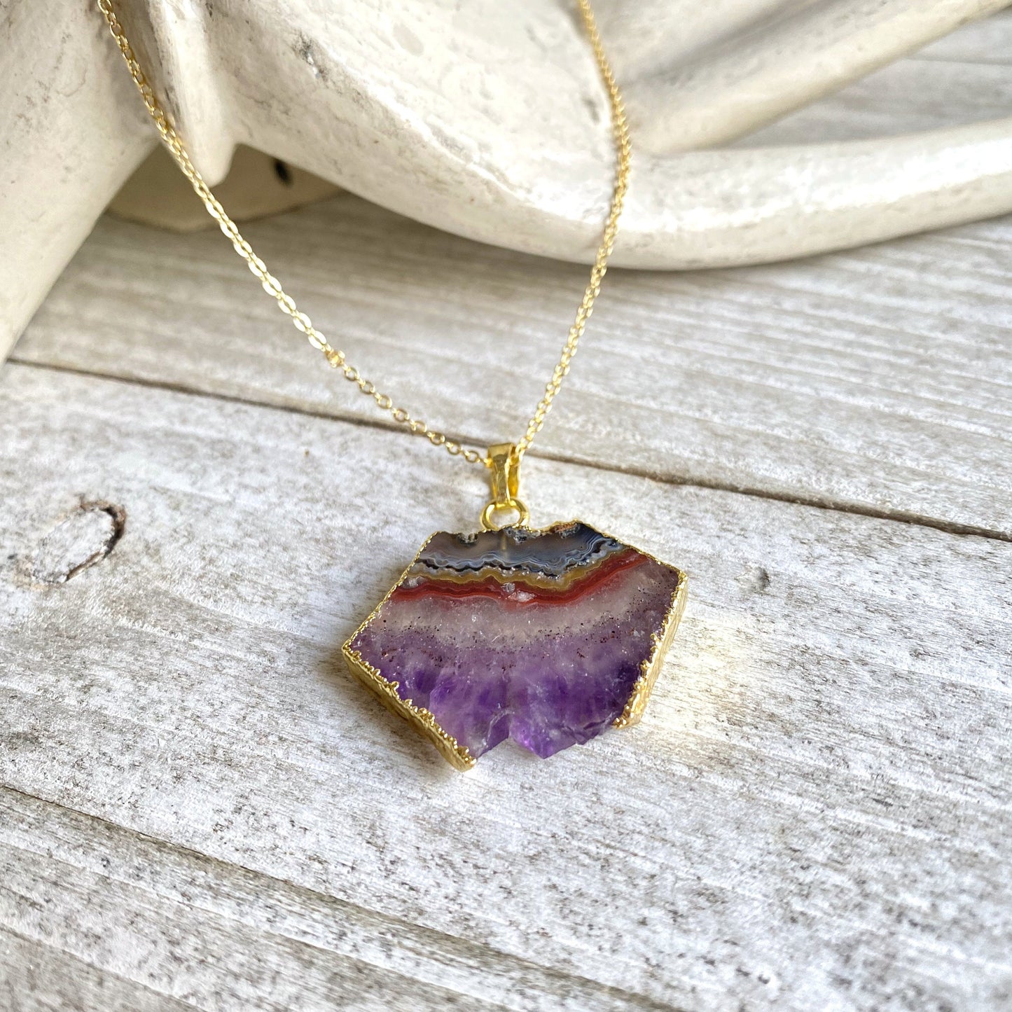 Anteros Amethyst Slice Necklace