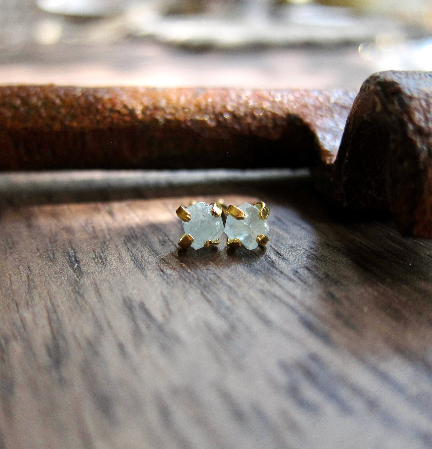 Dreamy Aquamarine Prong-Set Stud Earrings