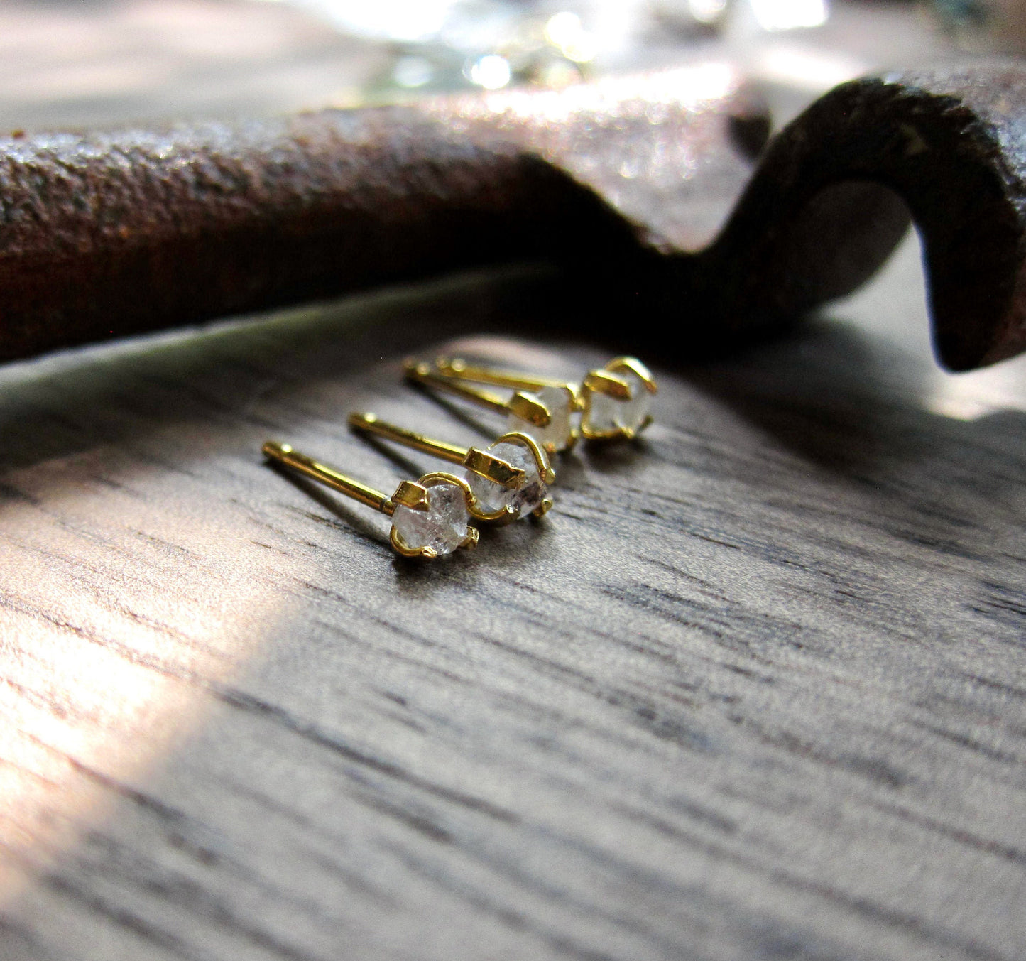 Teensy Herkimer Diamond Earrings