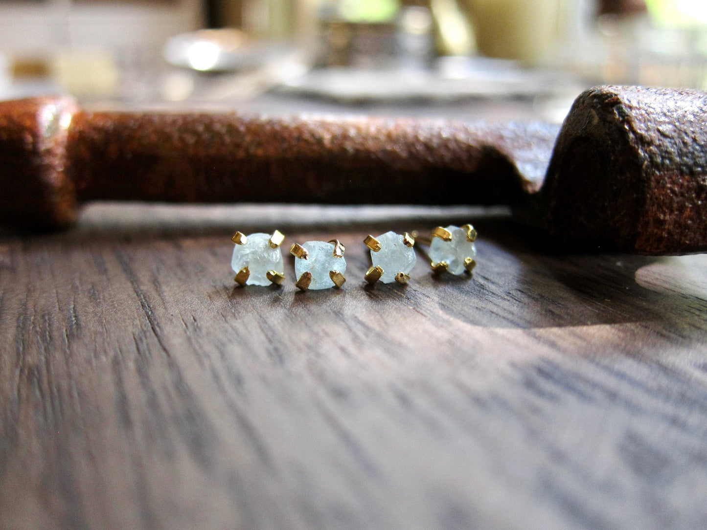 Dreamy Aquamarine Prong-Set Stud Earrings