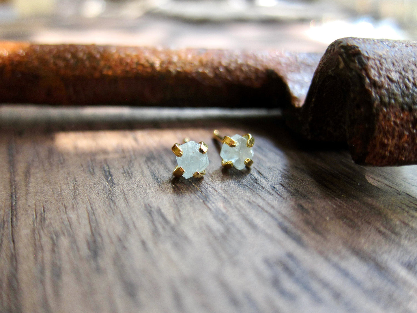 Dreamy Aquamarine Prong-Set Stud Earrings