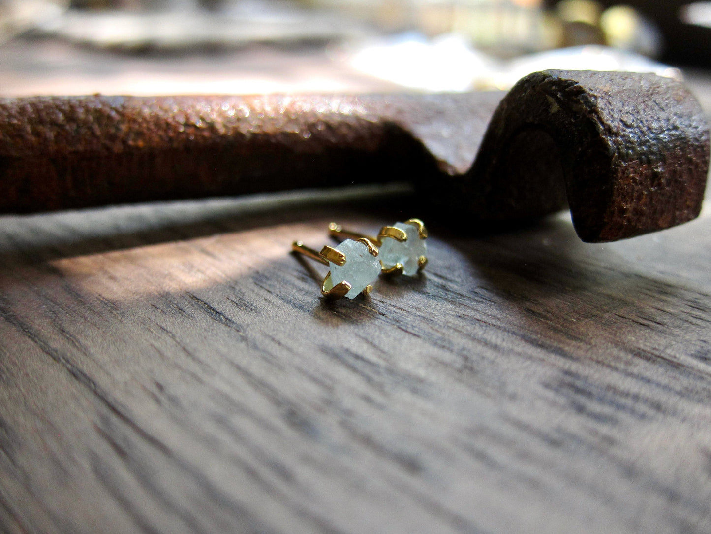 Dreamy Aquamarine Prong-Set Stud Earrings