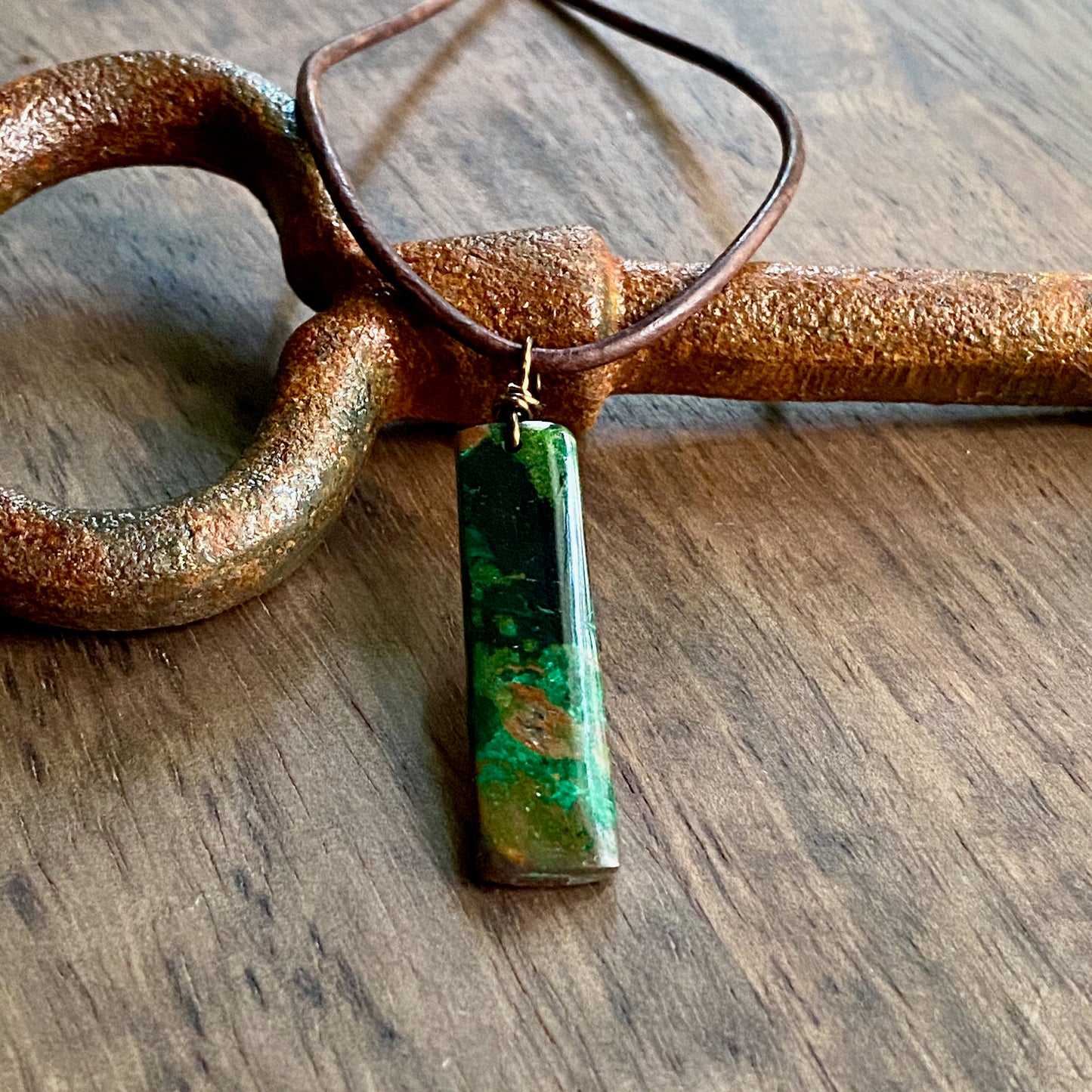 Mordichai Chrysocolla Malachite Stone Necklace