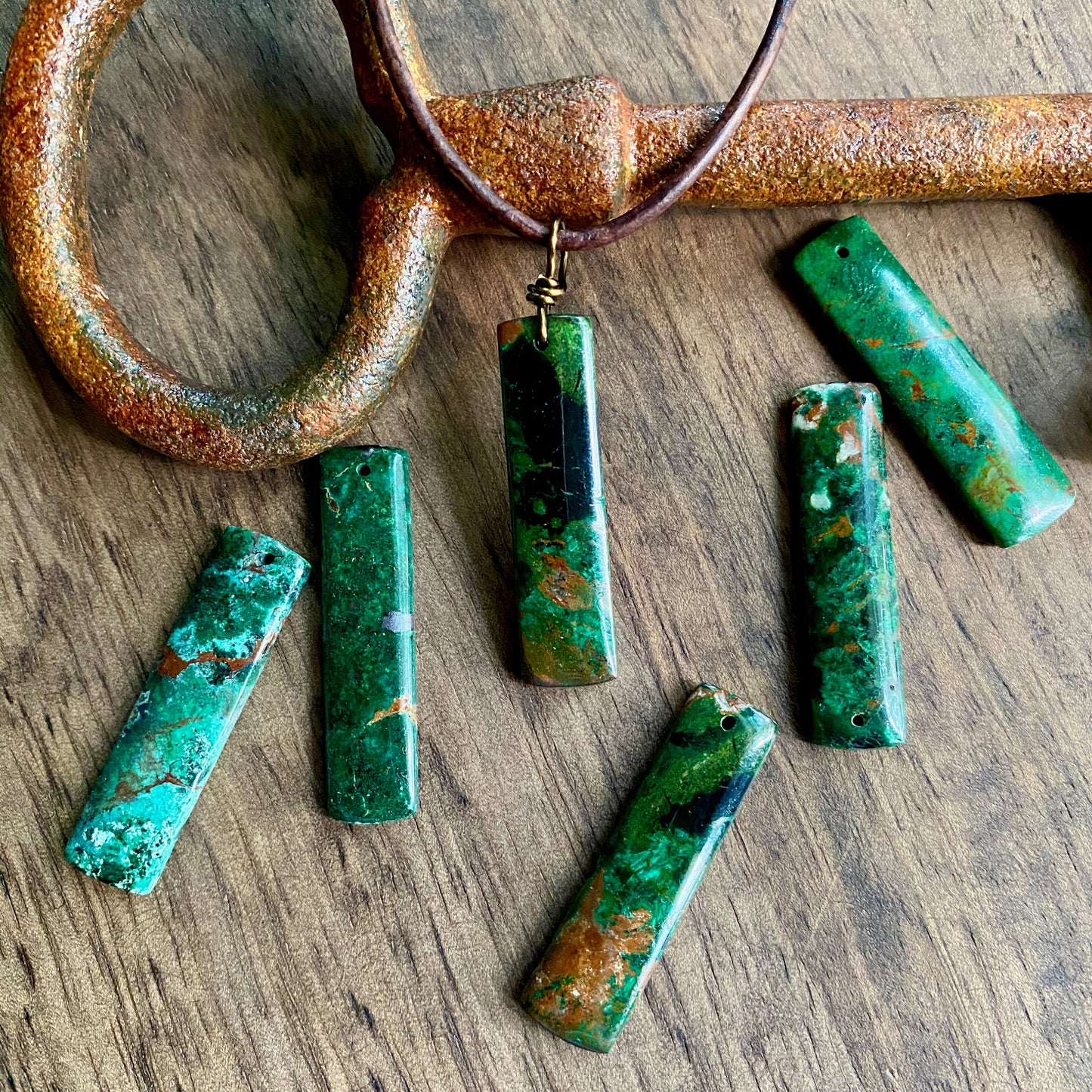 Mordichai Chrysocolla Malachite Stone Necklace