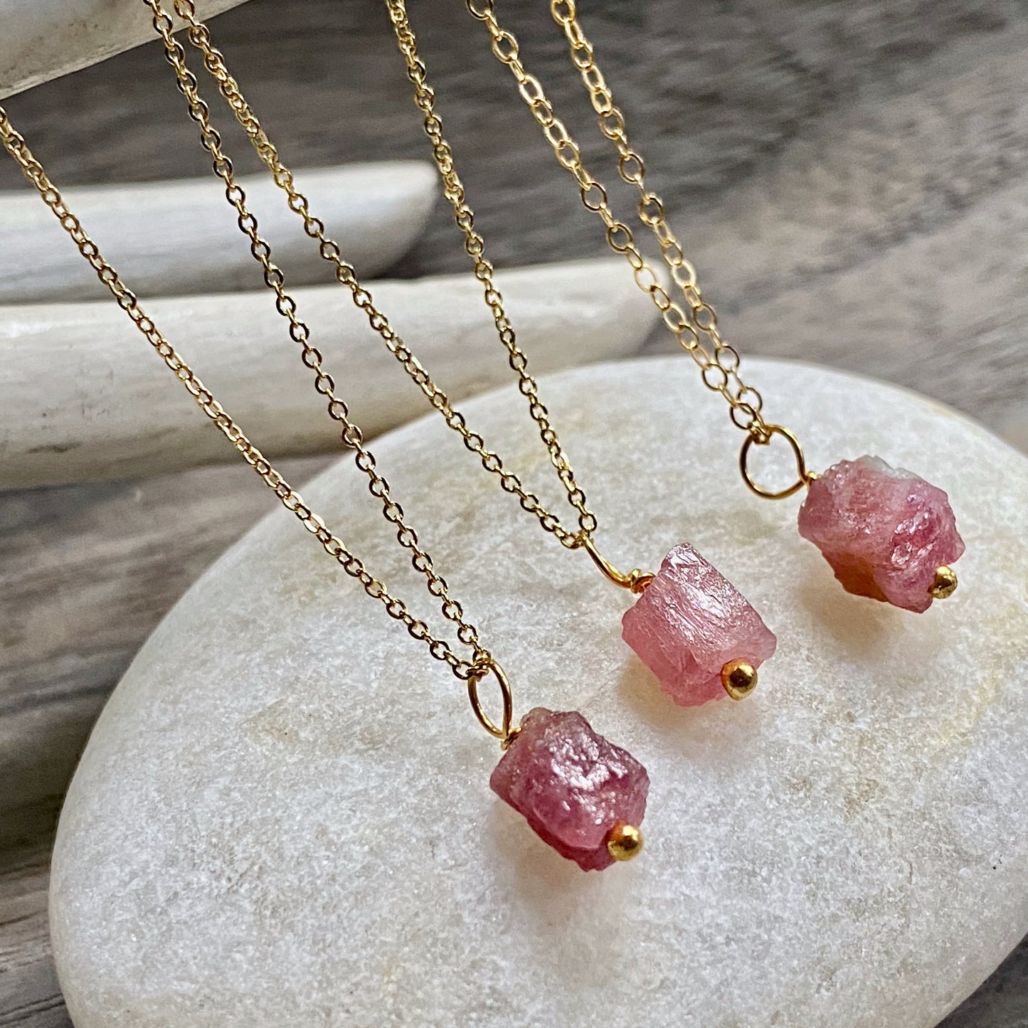 Pink Tourmaline Nugget Necklace