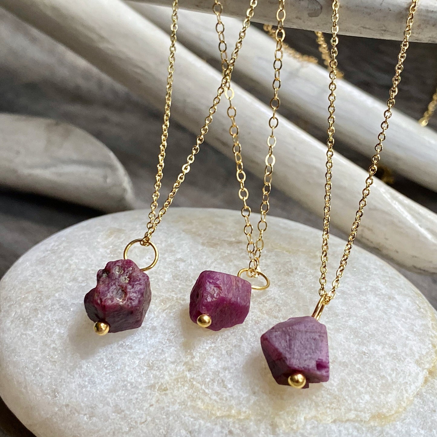 Raw Ruby Nugget Necklace