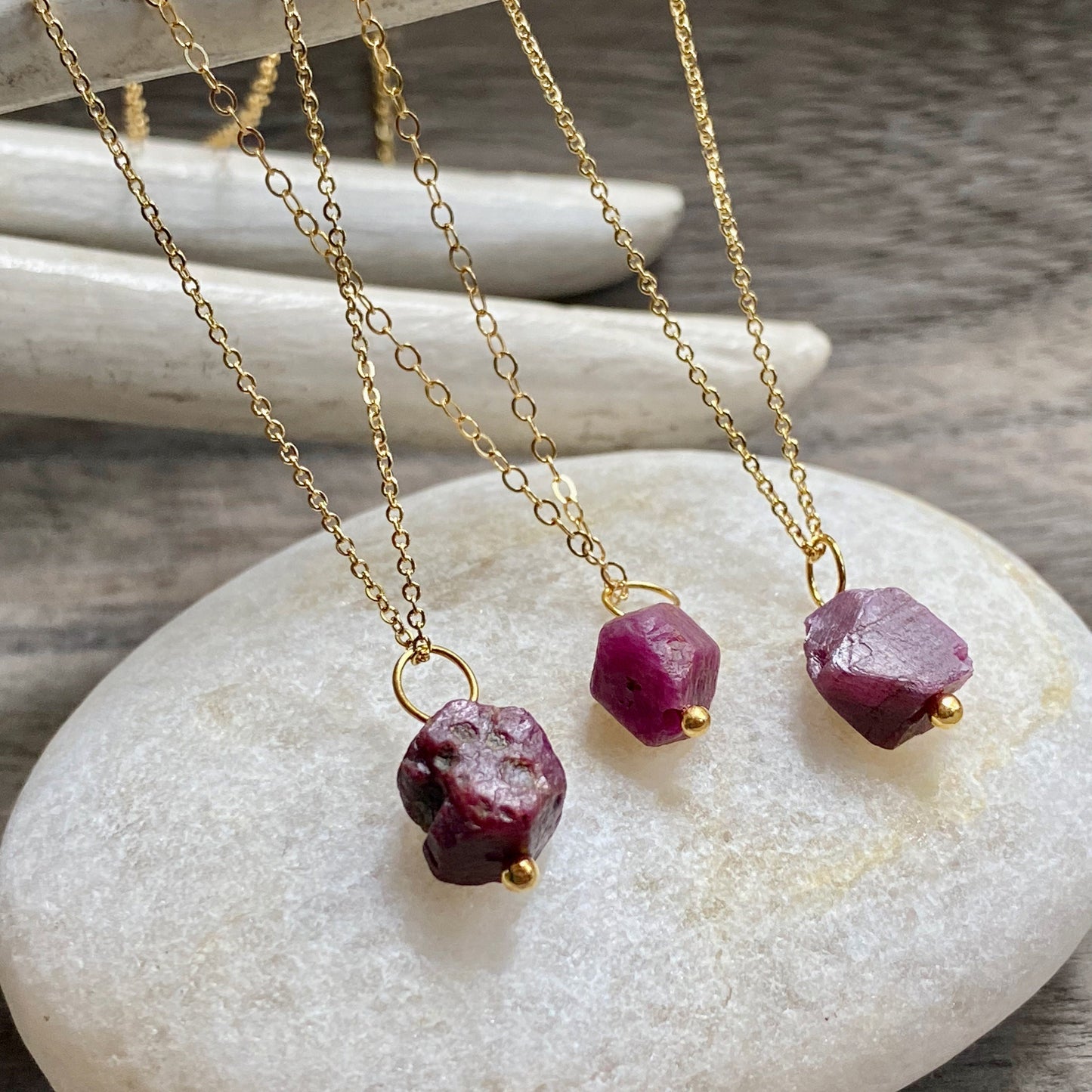 Raw Ruby Nugget Necklace