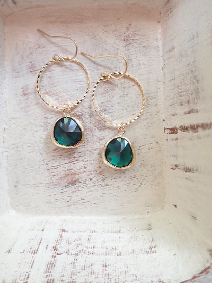 Emerald Crystal Drop Earrings