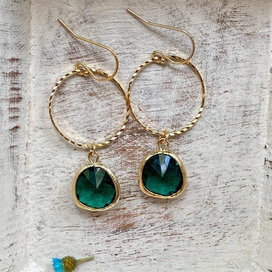 Emerald Crystal Drop Earrings