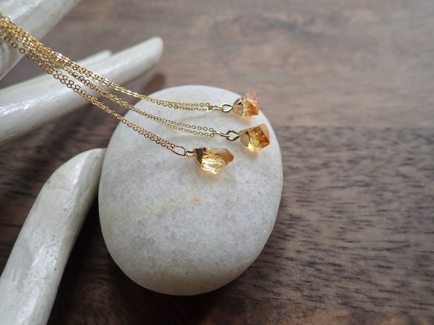 Dew Drop Raw Citrine Necklace