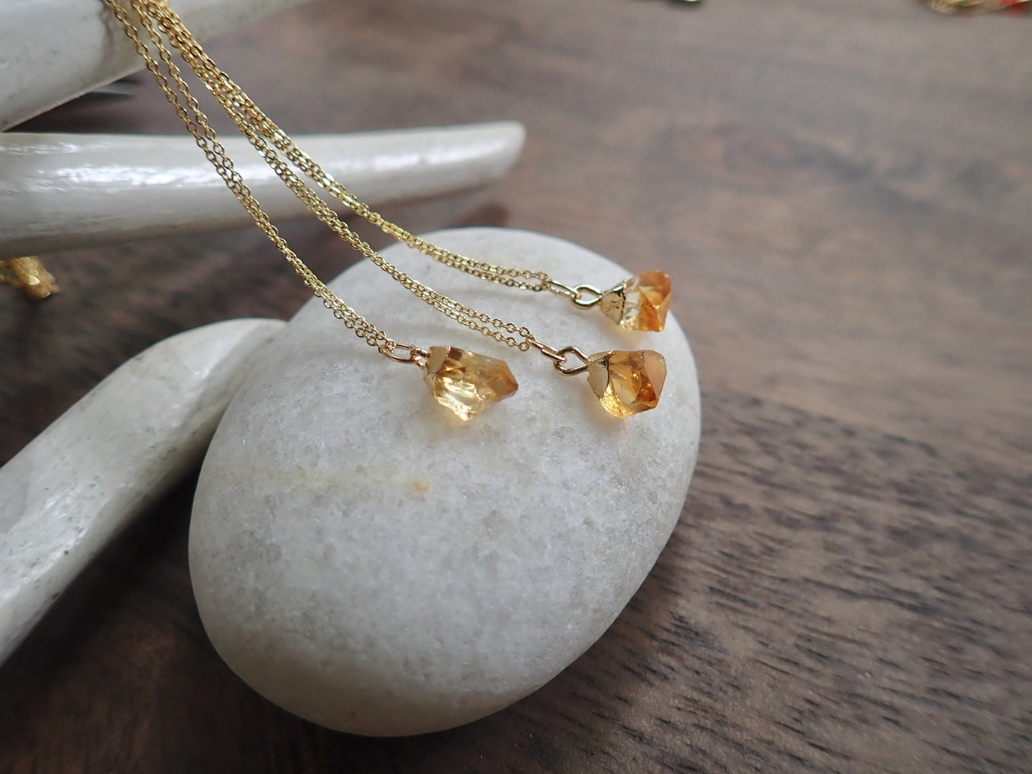 Dew Drop Raw Citrine Necklace