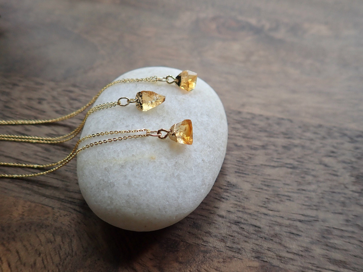 Dew Drop Raw Citrine Necklace