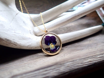 Vivica Pressed Violet Flower Necklace