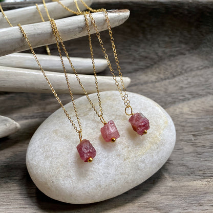 Pink Tourmaline Nugget Necklace