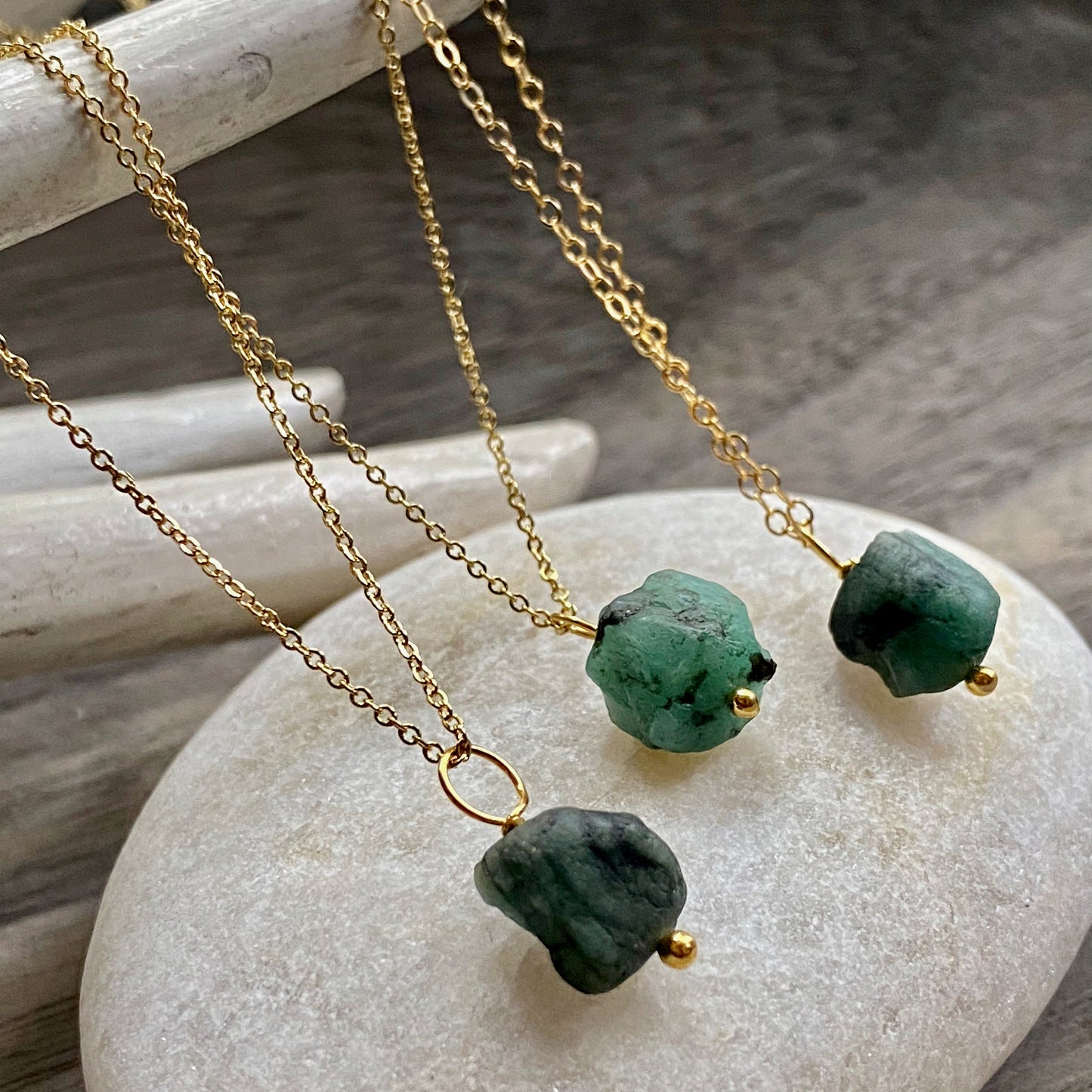 Elderama Emerald Nugget Necklace