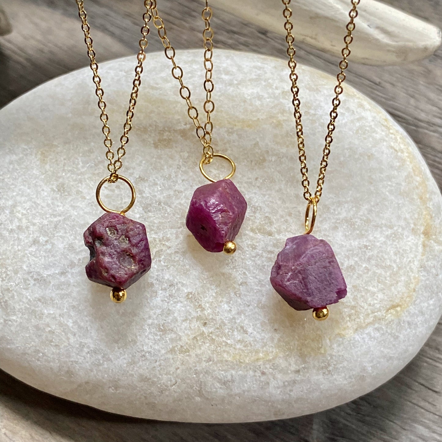 Raw Ruby Nugget Necklace