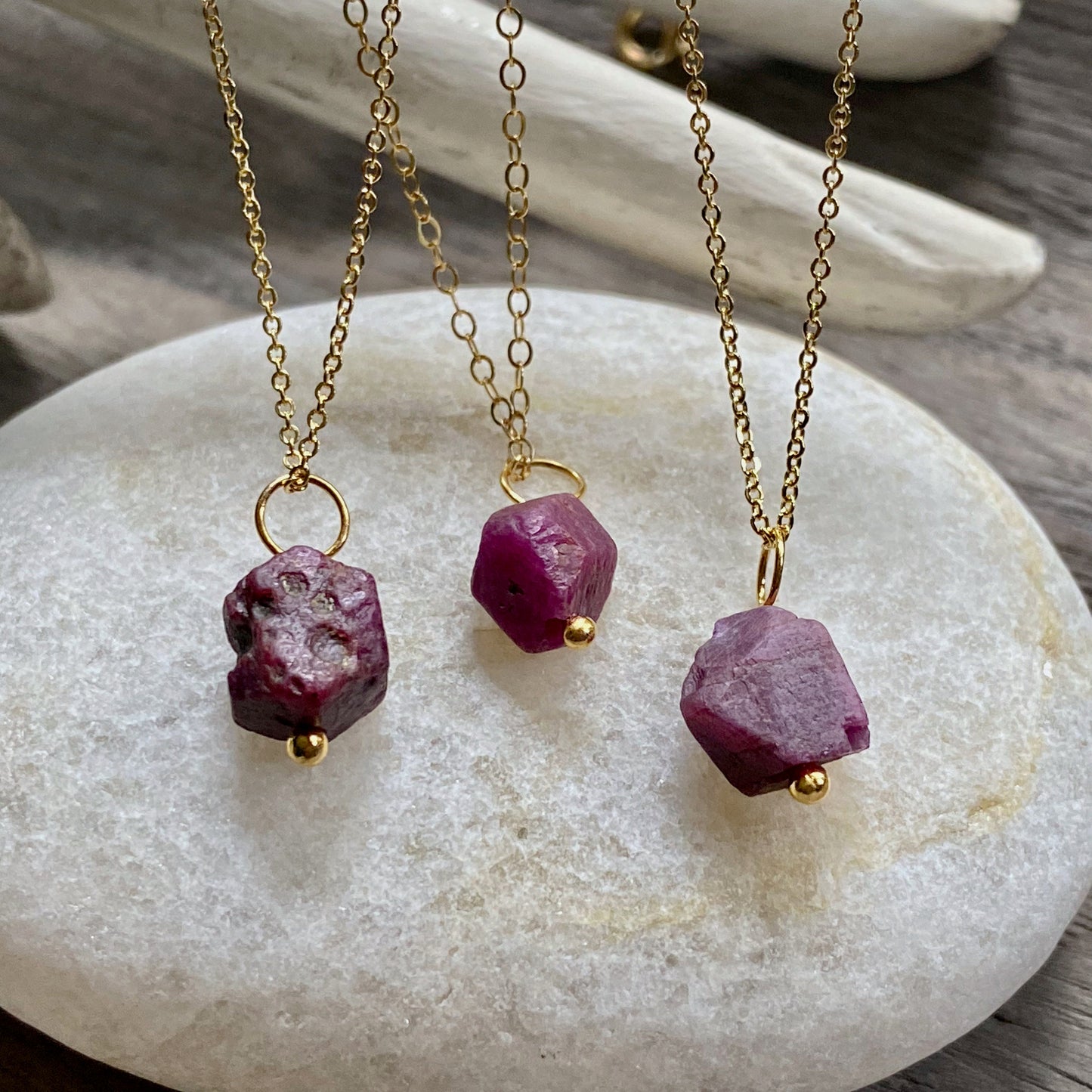 Raw Ruby Nugget Necklace