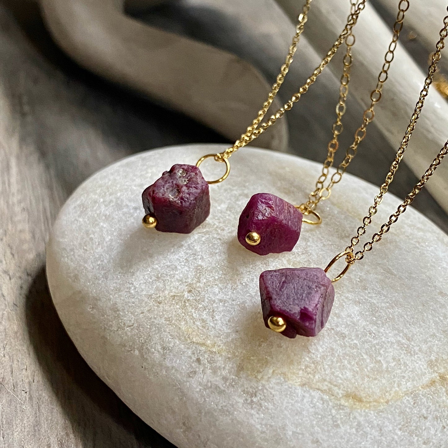 Raw Ruby Nugget Necklace