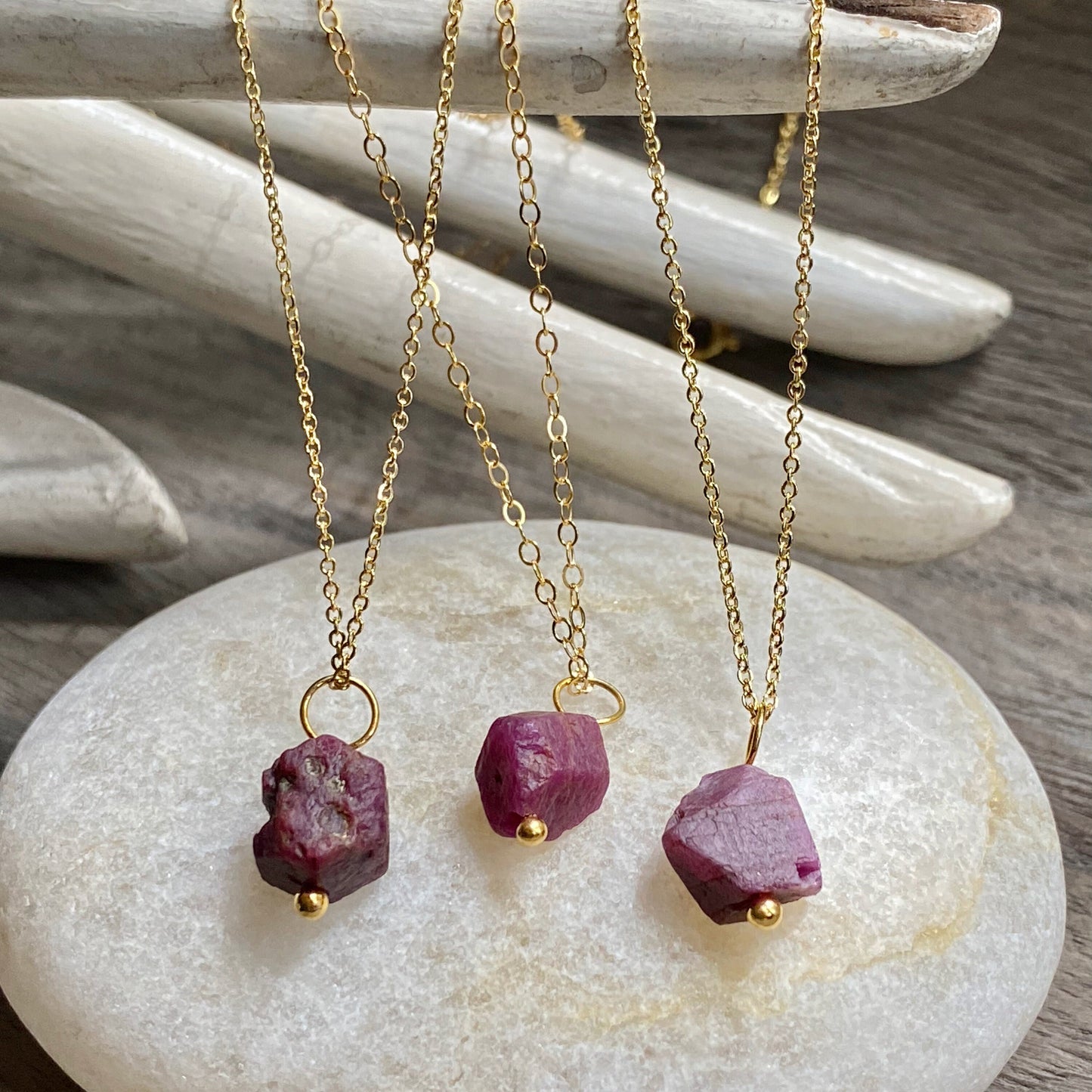 Raw Ruby Nugget Necklace