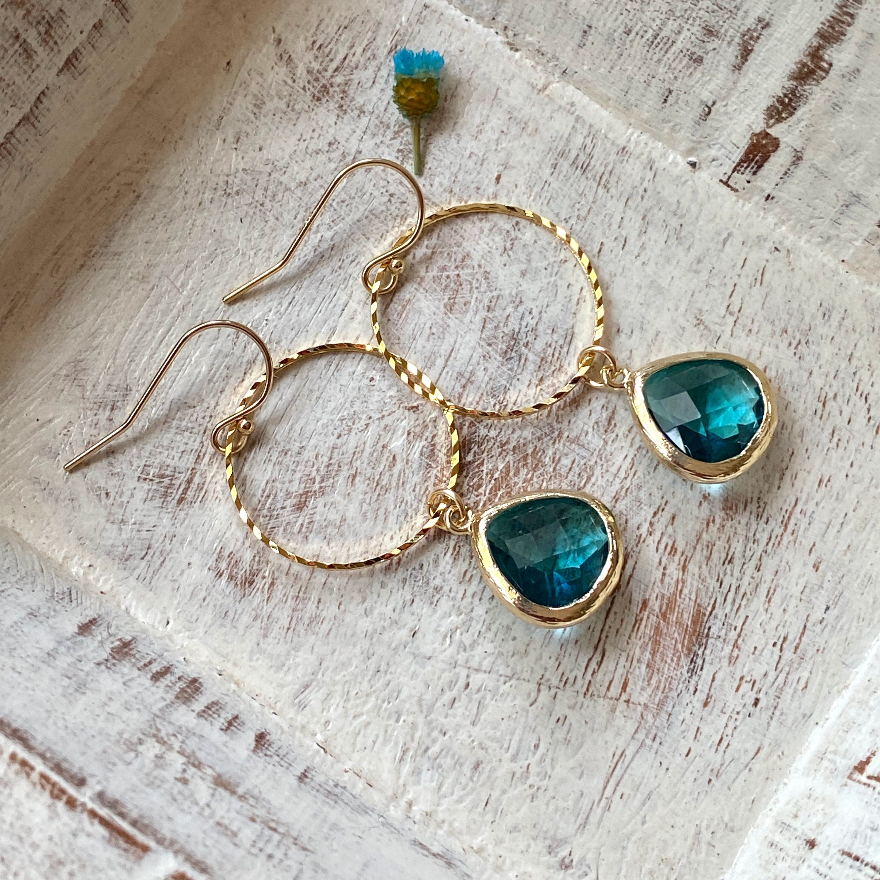 Teal crystal deals earrings