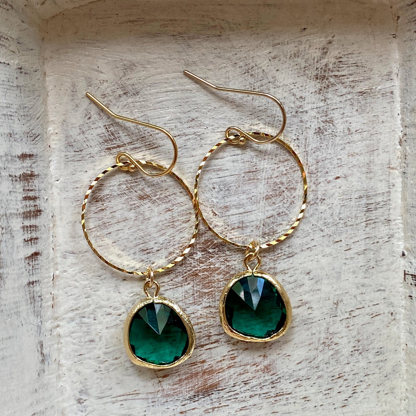 Emerald Crystal Drop Earrings