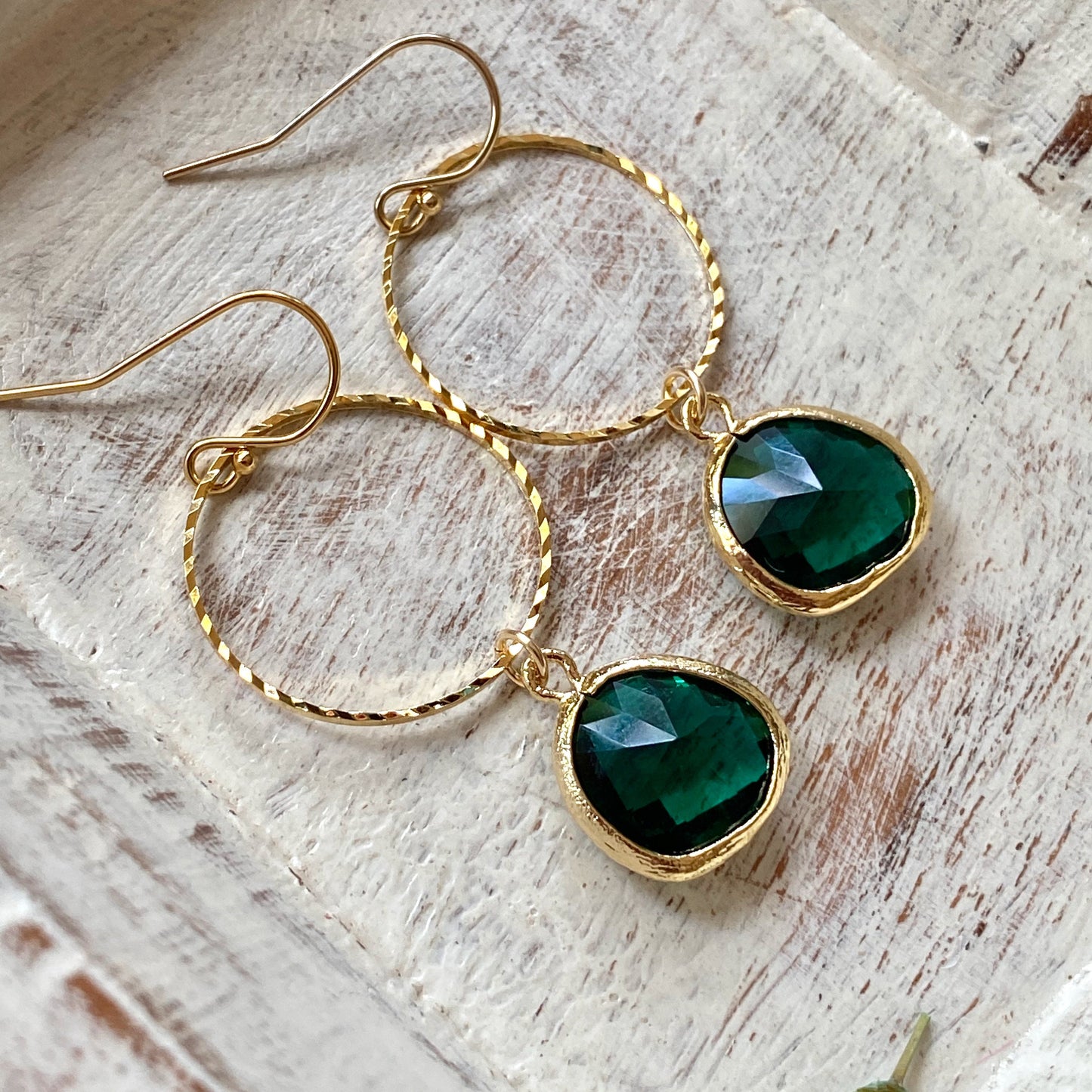 Emerald Crystal Drop Earrings