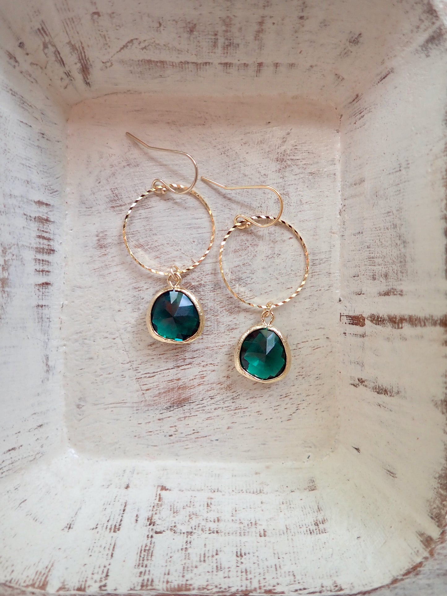 Emerald Crystal Drop Earrings