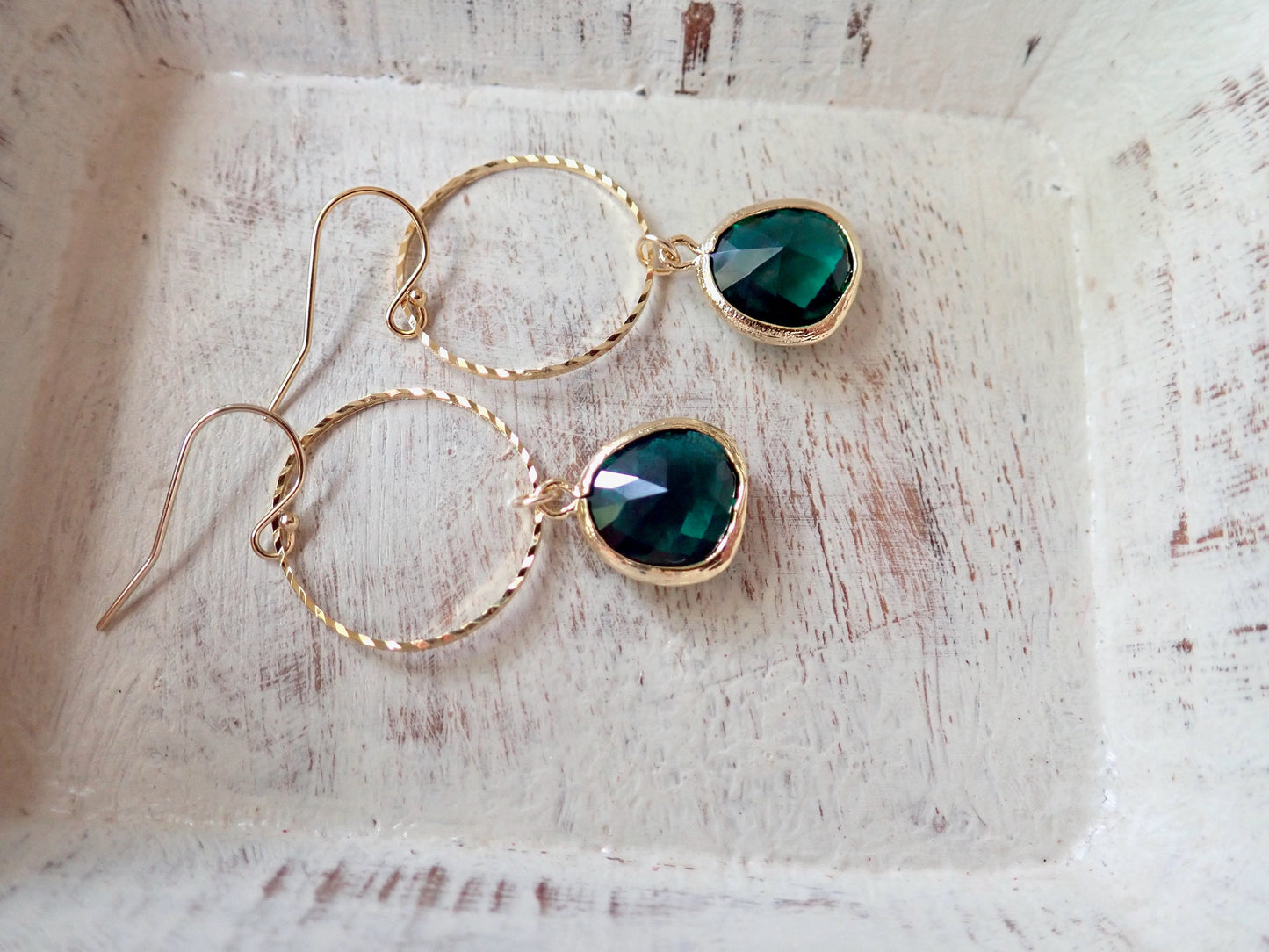 Emerald Crystal Drop Earrings