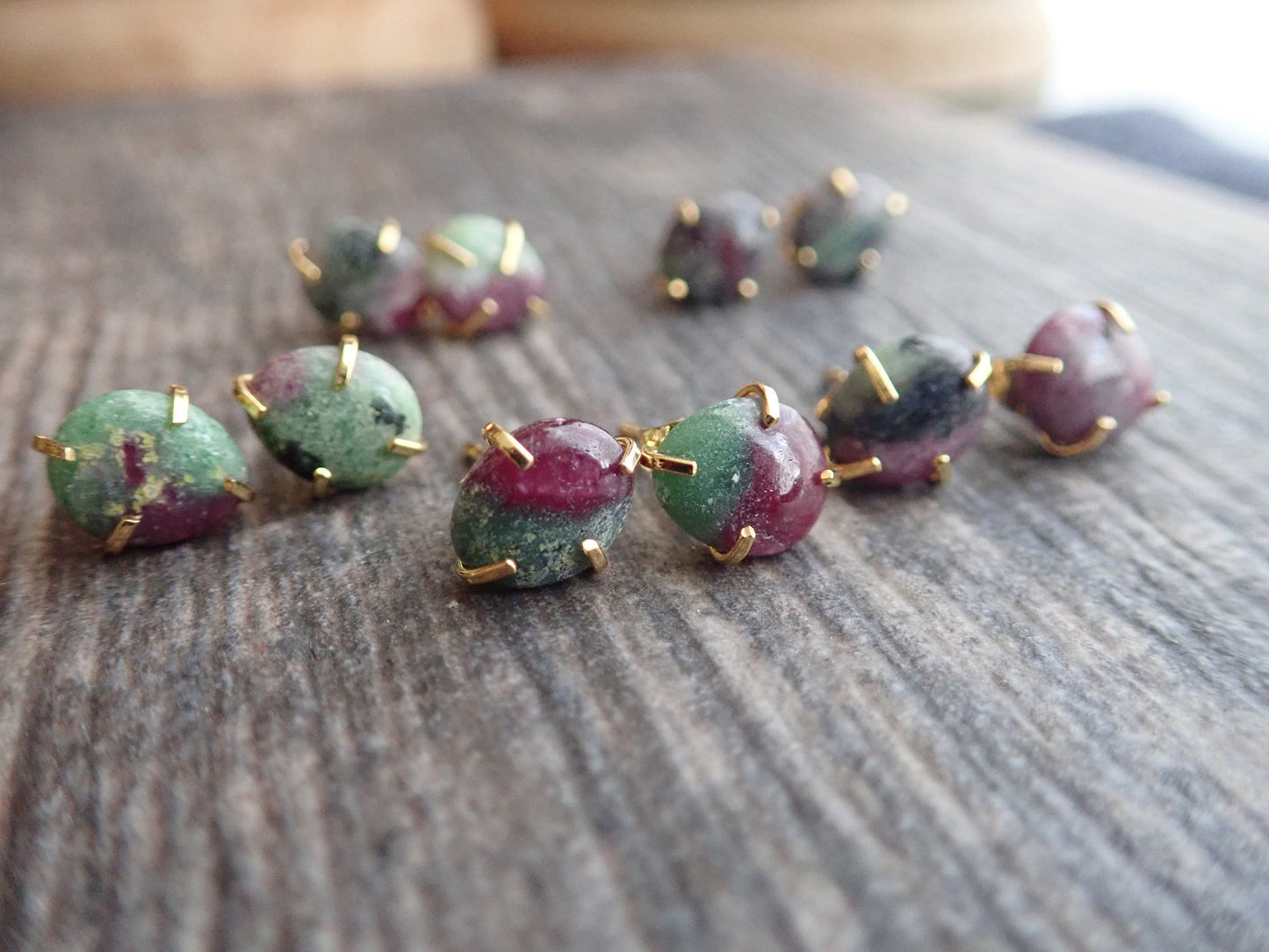 Rohan Ruby Zoisite Stud Earrings