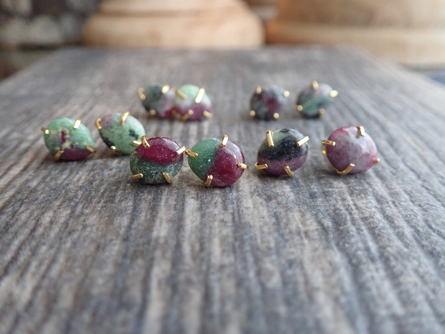 Rohan Ruby Zoisite Stud Earrings