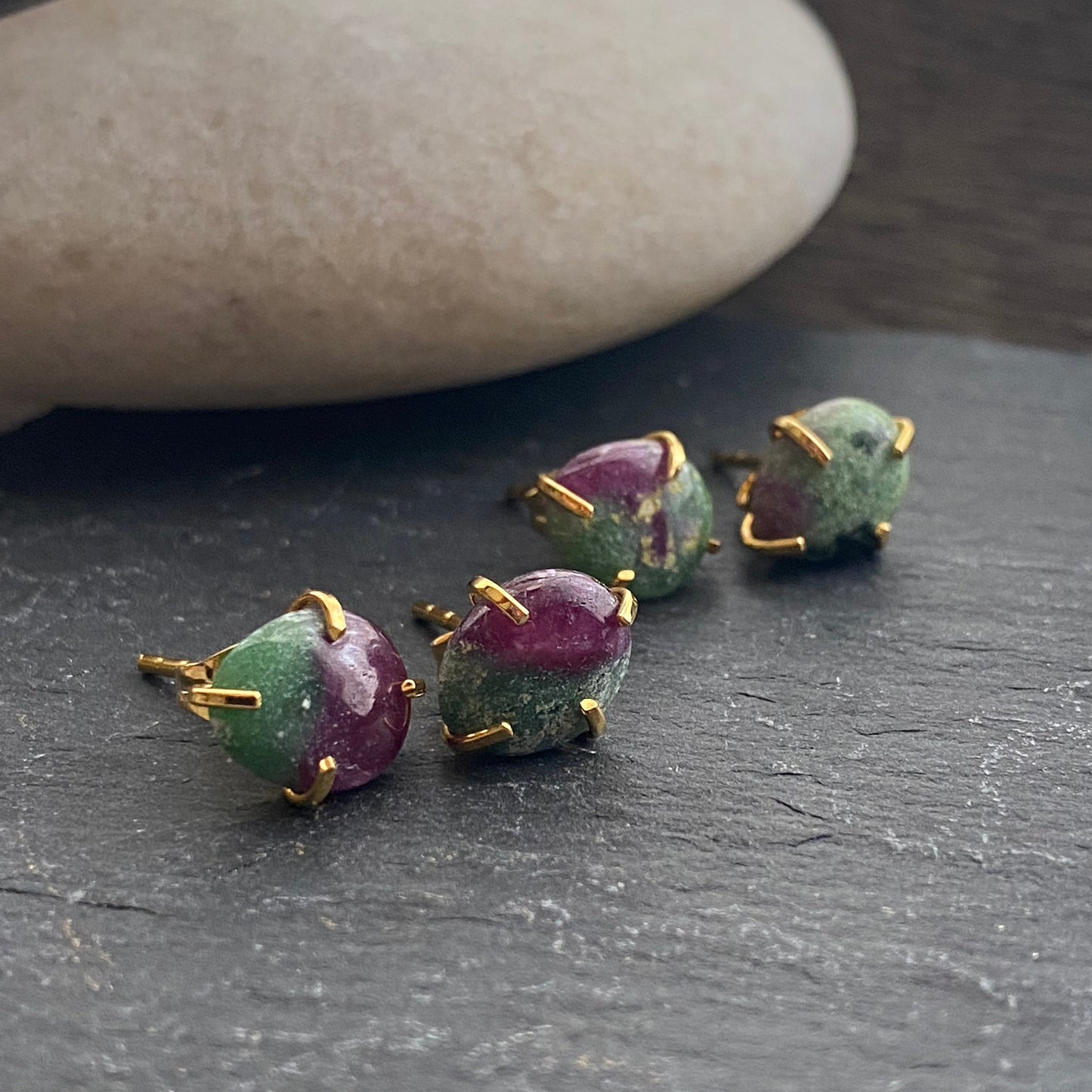 Rohan Ruby Zoisite Stud Earrings