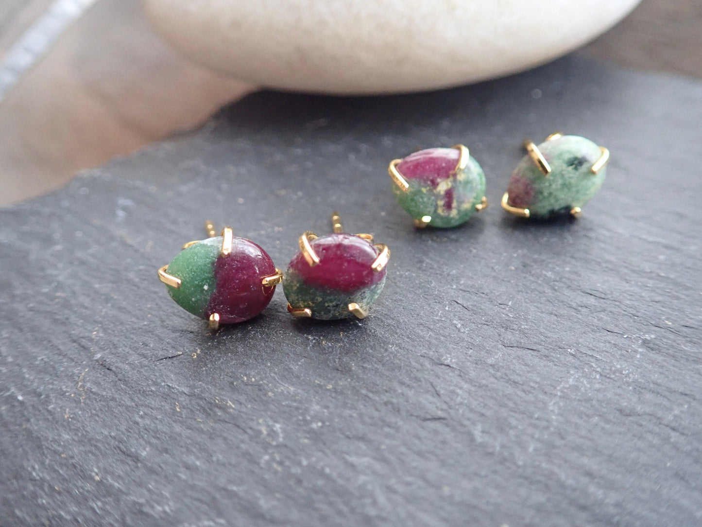 Rohan Ruby Zoisite Stud Earrings