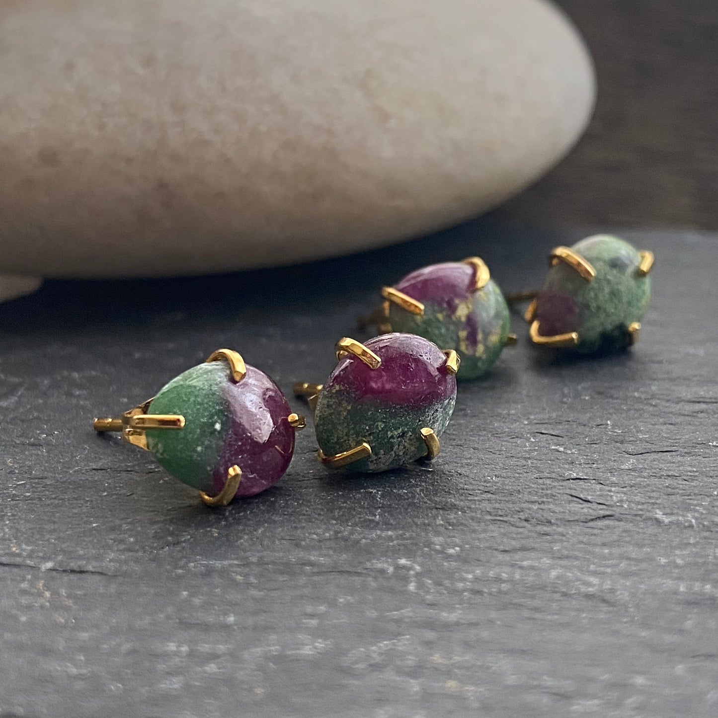 Rohan Ruby Zoisite Stud Earrings