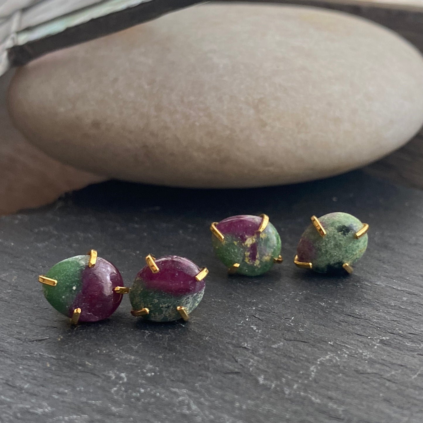 Rohan Ruby Zoisite Stud Earrings