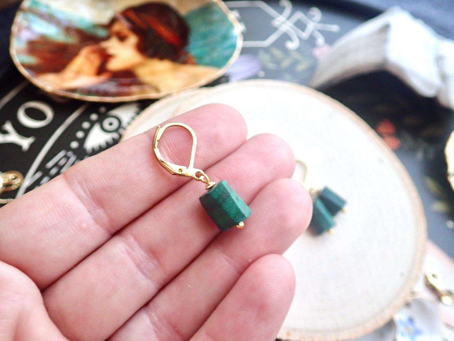 Miranda Malachite Dangle Earrings