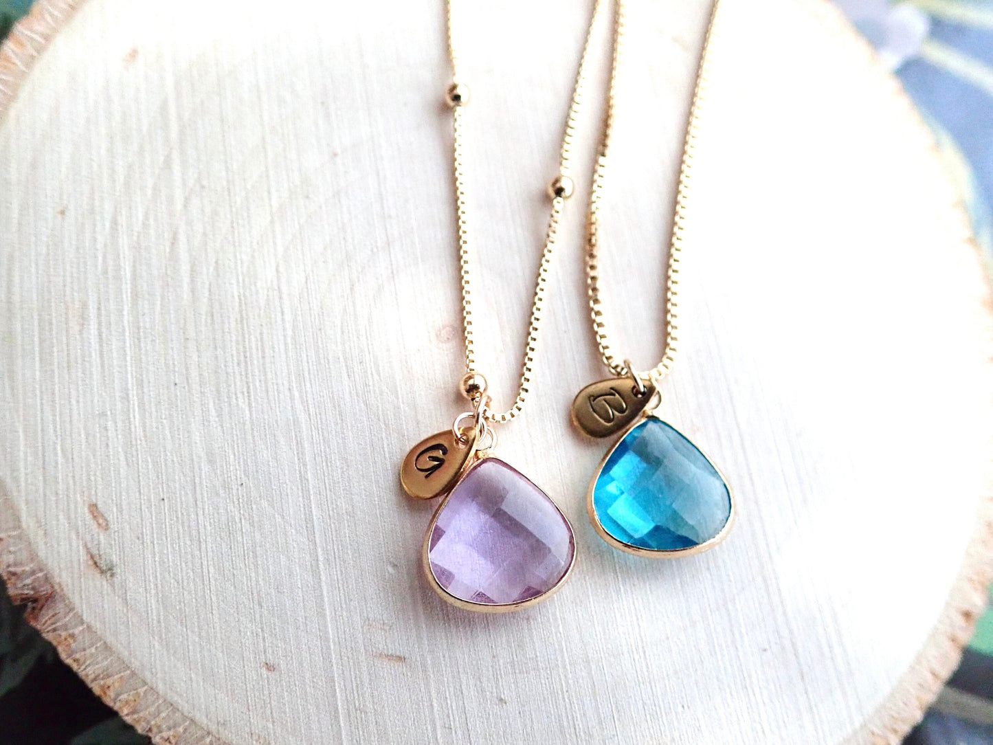 Personalized Initial Birthstone Necklace