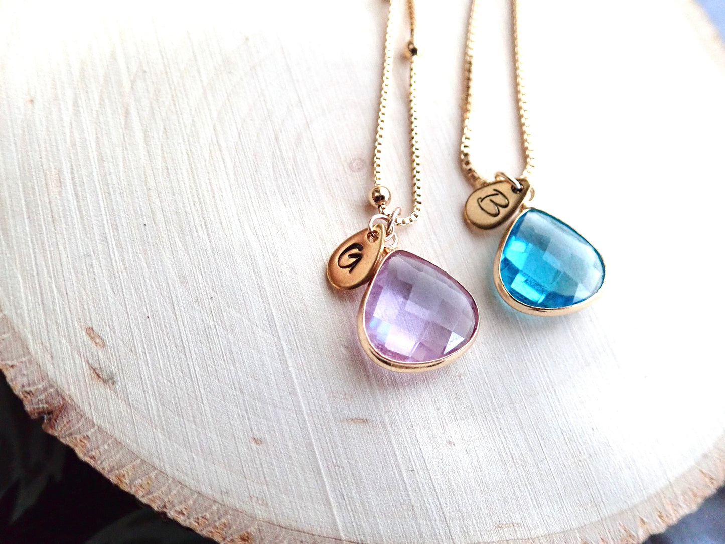 Personalized Initial Birthstone Necklace