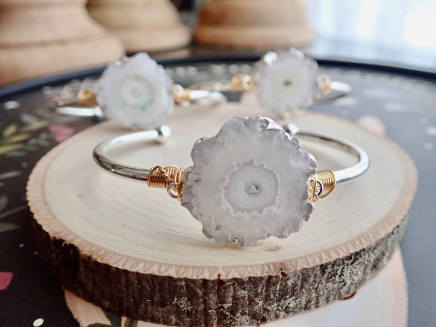 Solar Quartz Cuff Bracelet - Silver