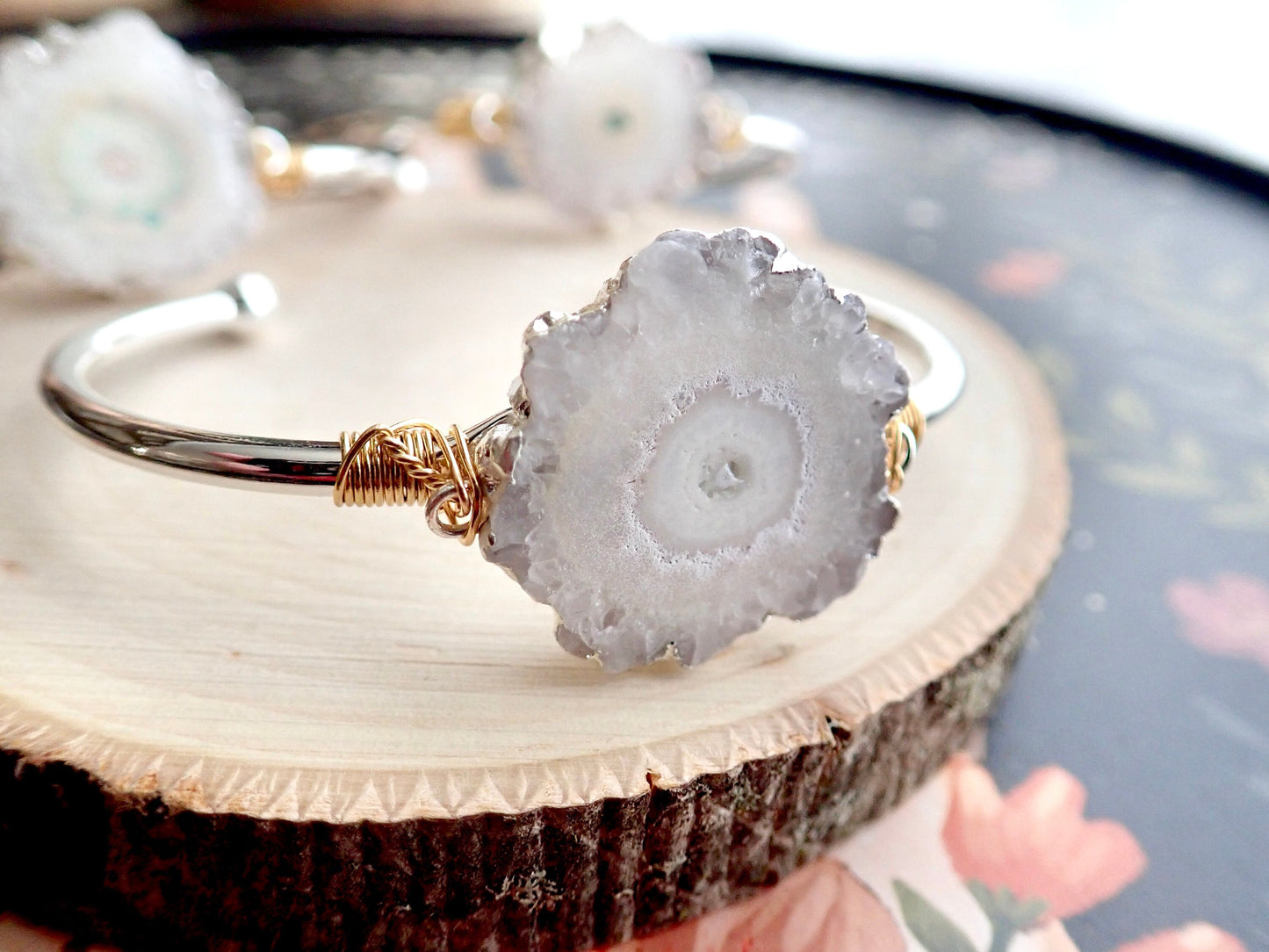 Solar Quartz Cuff Bracelet - Silver