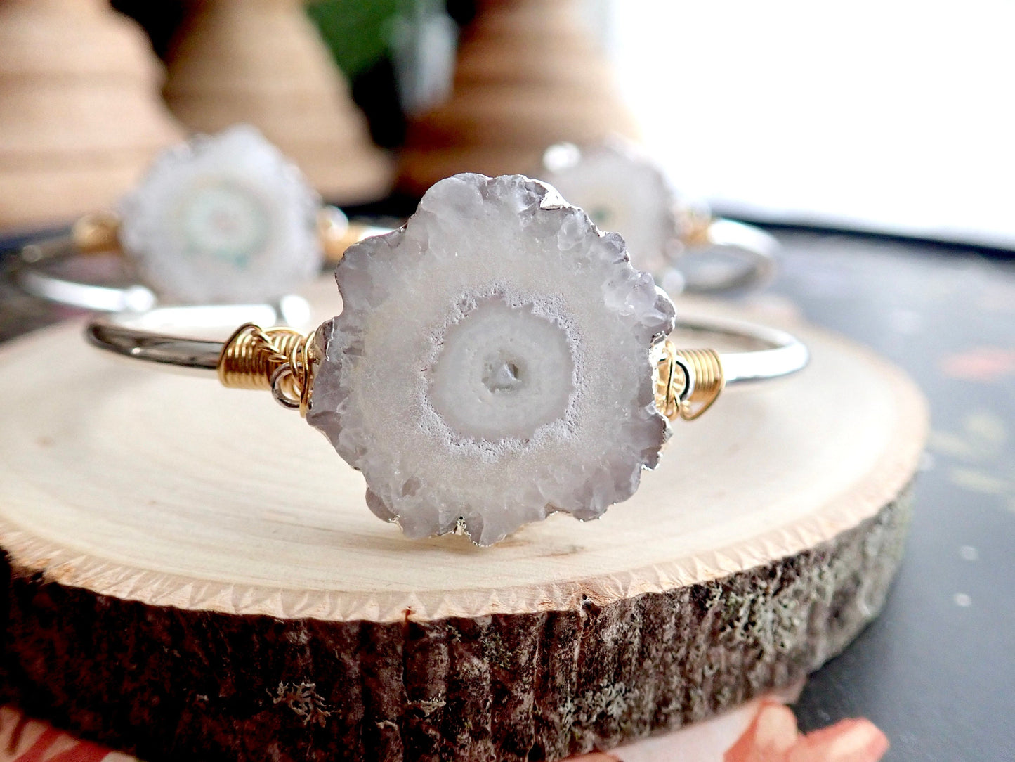 Solar Quartz Cuff Bracelet - Silver