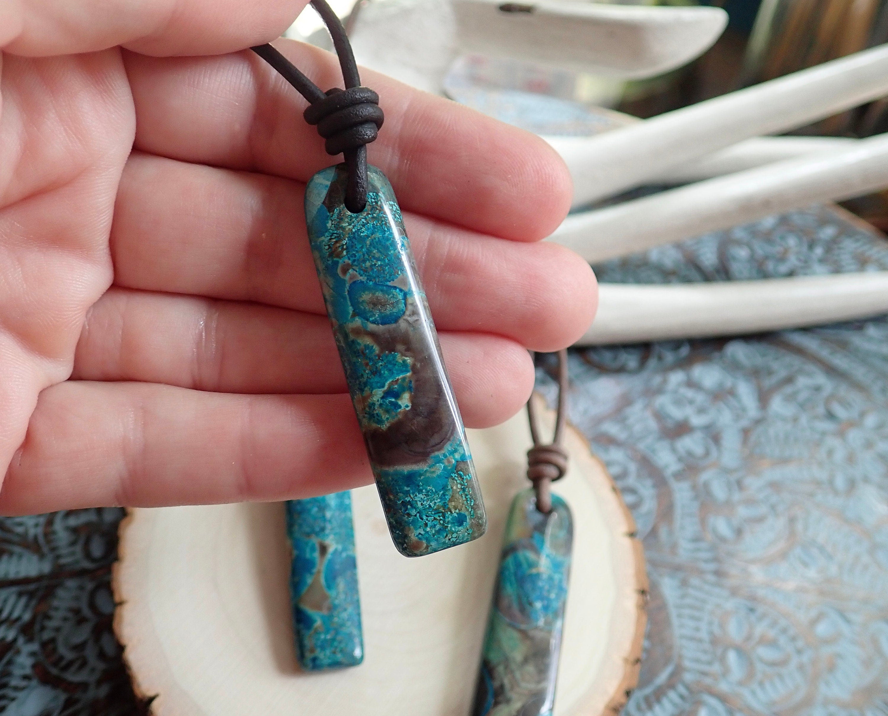 OCEAN JASPER Pendant crystal Necklace, Fossil Coral Gemstone Jewelry,Macrame  Cord,beachy beach jewelry, summer jewelry, surfer necklace | Ocean jasper  pendant, Necklace lengths, Jasper pendant